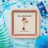 Assiettes En Carton Petit Bébé Pompier Baby shower Crème Rouge (Fête)