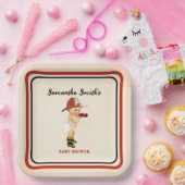 Assiettes En Carton Petit Bébé Pompier Baby shower Crème Rouge (Fête)