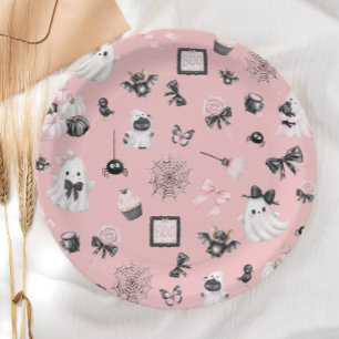 Assiettes En Carton Petit Boo Halloween Baby shower rose