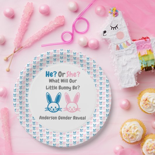 Assiettes En Carton Petit Bunny Gender Reveal (Fête)