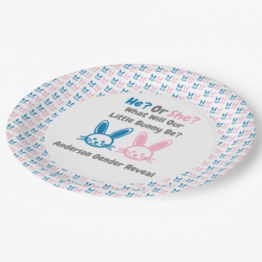 Assiettes En Carton Petit Bunny Gender Reveal (Angle)