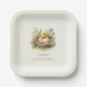 Assiettes En Carton Petit Canard Sur Le Chemin Baby shower Canard