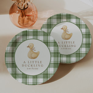 Assiettes En Carton Petit Caneton Gingham Neutre Classique