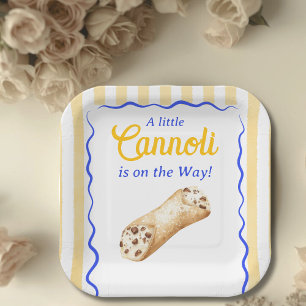 Assiettes En Carton Petit Cannoli Fête de Naissance Bébé Italien Jaune
