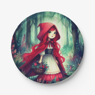 Assiettes En Carton Petit chaperon rouge Forêt sombre Anniversaire