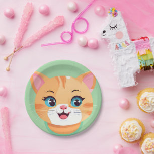 Assiettes En Carton Petit chat Kitten animaux de compagnie Anniversair