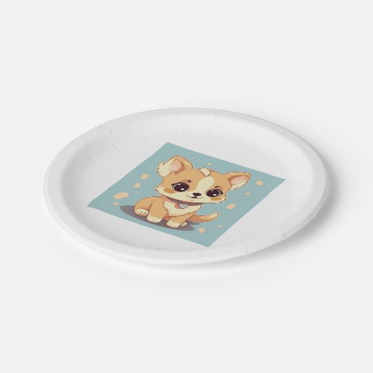 Assiettes En Carton Petit Chiot adorable - Douceur en design (Angle)