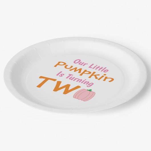 Assiettes En Carton Petit Citrouille 2e anniversaire (Angle)