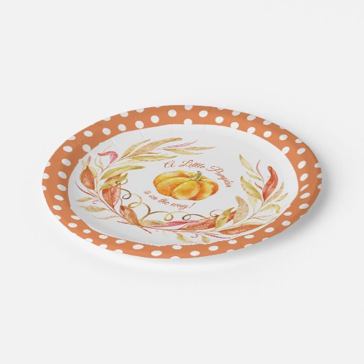 Assiettes En Carton Petit Citrouille Automne Baby shower d'automne pol (Angle)