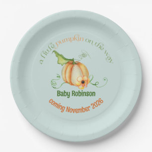 Assiettes En Carton Petit Citrouille Automne Baby shower neutre selon