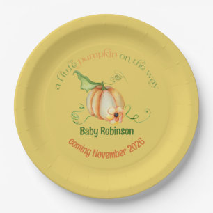 Assiettes En Carton Petit Citrouille Automne Baby shower neutre selon 