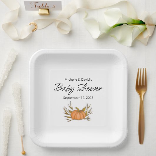 Assiettes En Carton Petit Citrouille Automne Baby shower neutre selon  (Mariage)
