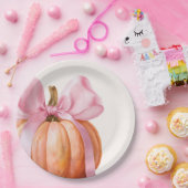 Assiettes En Carton Petit Citrouille avec Bow rose - Baby shower (Fête)