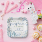 Assiettes En Carton Petit Citrouille Boy Baby shower d'automne bleu (Fête)