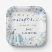 Assiettes En Carton Petit Citrouille Boy Baby shower d'automne bleu (Recto)