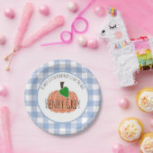 Assiettes En Carton Petit Citrouille doux Baby shower bleu Plaid Garço (Fête)