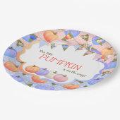 Assiettes En Carton Petit Citrouille Patch Genre Révéler Blue Peach (Angle)