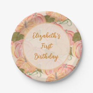 Assiettes En Carton Petit Citrouille Premier anniversaire Nom personna