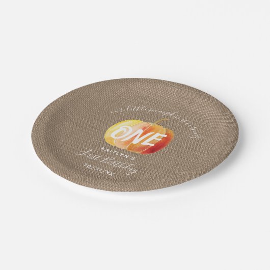 Assiettes En Carton Petit Citrouille Rustique Burlap 1er anniversaire (Angle)
