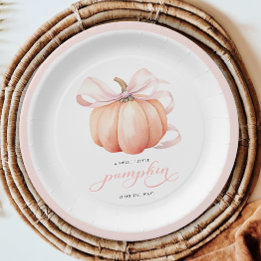 Assiettes En Carton Petit Citrouille sur le Baby shower Way Pink Bow