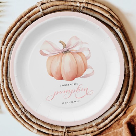 Assiettes En Carton Petit Citrouille sur le Baby shower Way Pink Bow