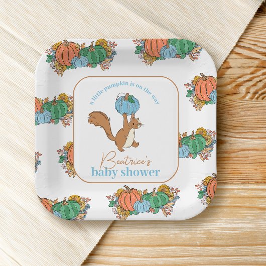 Assiettes En Carton Petit Citrouille sur le chemin Baby shower de garç