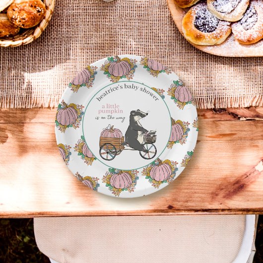 Assiettes En Carton Petit Citrouille sur le chemin Baby shower fille