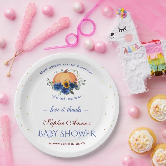 Assiettes En Carton Petit Citrouille Thanksgiving Baby shower Pap (Fête)