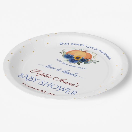 Assiettes En Carton Petit Citrouille Thanksgiving Baby shower Pap (Angle)