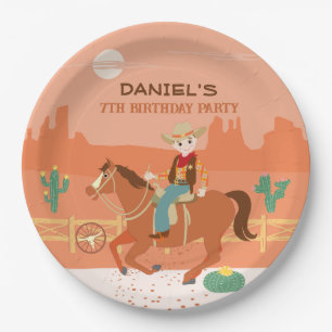 Assiettes En Carton Petit cow-boy cool et cheval fête d'anniversaire