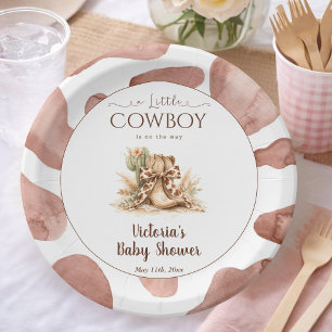 Assiettes En Carton Petit Cowboy Marron Imprimé Garçon Bébé Garçon Sho