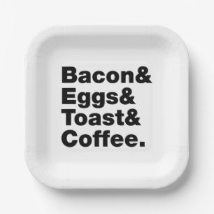 Assiettes En Carton Petit-déjeuner (Bacon & oeufs & Toast & Coffee.)