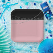 Assiettes En Carton Petit-déjeuner & Brunch Rose et noir (Fête)