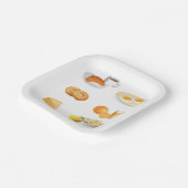 Assiettes En Carton Petit Déjeuner Café, Croissant, Oeufs, Bagels (Angulaire)