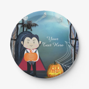 Assiettes En Carton Petit Dracula Vampire Halloween Fête d'anniversair