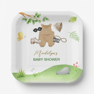 Assiettes En Carton Petit explorateur Fête de bébé forêt de bois