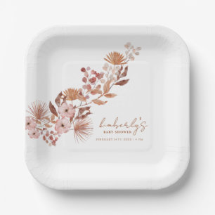Assiettes En Carton Petit Fleur sauvage Boho   Baby shower d'automne