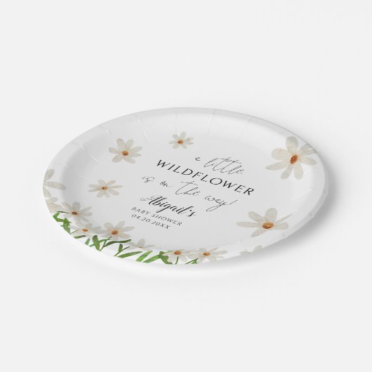Assiettes En Carton Petit Fleur sauvage Daisy Baby shower fille (Angle)