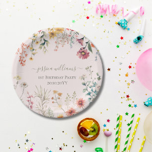 Assiettes En Carton Petit Fleur sauvage qui tourne un joli 1er anniver