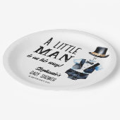 Assiettes En Carton Petit homme baby shower noir tuxedo monogrammed (Angle)