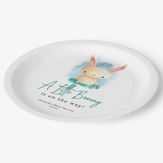 Assiettes En Carton Petit lapin - baby shower (Angle)