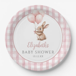 Assiettes En Carton Petit Lapin Balloons Rose Baby shower fille