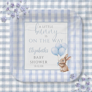 Assiettes En Carton Petit Lapin Bleu Ballons Garçon Baby Shower