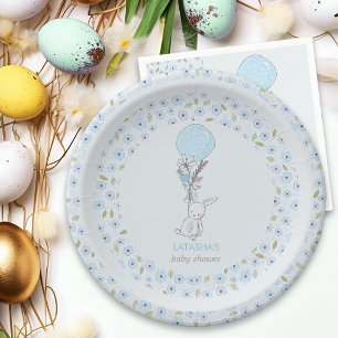 Assiettes En Carton Petit lapin et Balloon Blue Boy Baby shower