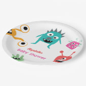 Assiettes En Carton Petit Monstre en chemin Baby shower Halloween (Angle)
