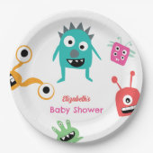 Assiettes En Carton Petit Monstre en chemin Baby shower Halloween (Devant)