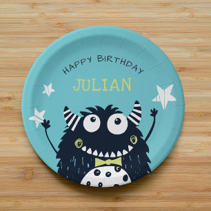 Assiettes En Carton Petit monstre Parti Anniversaire de enfant perso