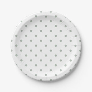 Assiettes En Carton Petit motif de pois : Vert sauge