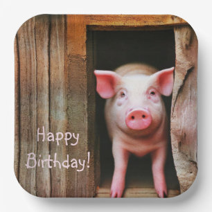 Assiettes En Carton Petit Piggy Joyeux Anniversaire
