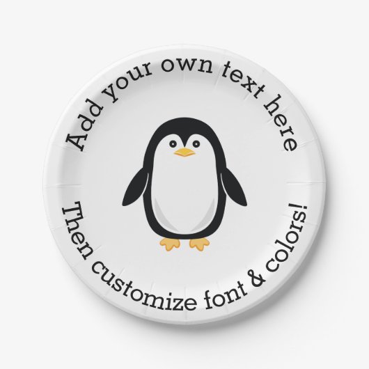 Assiettes En Carton Petit pingouin mignon (Devant)